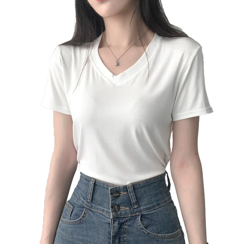 T-shirt Básica Feminina Top cropped malha canelada nozinho estiloso