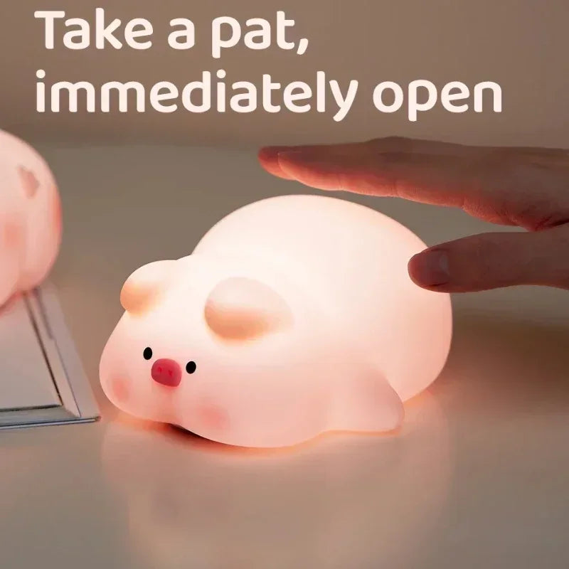 Rosa piggy night light bonito led silicone noite lâmpada atmosfera interior pat lâmpada decoração do quarto usb luz da noite das crianças presente