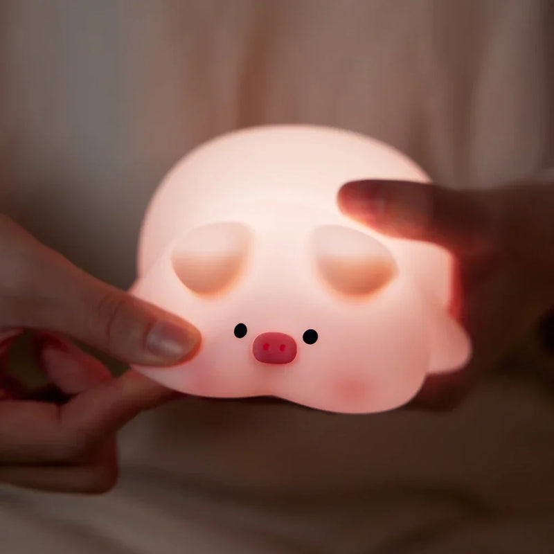 Rosa piggy night light bonito led silicone noite lâmpada atmosfera interior pat lâmpada decoração do quarto usb luz da noite das crianças presente