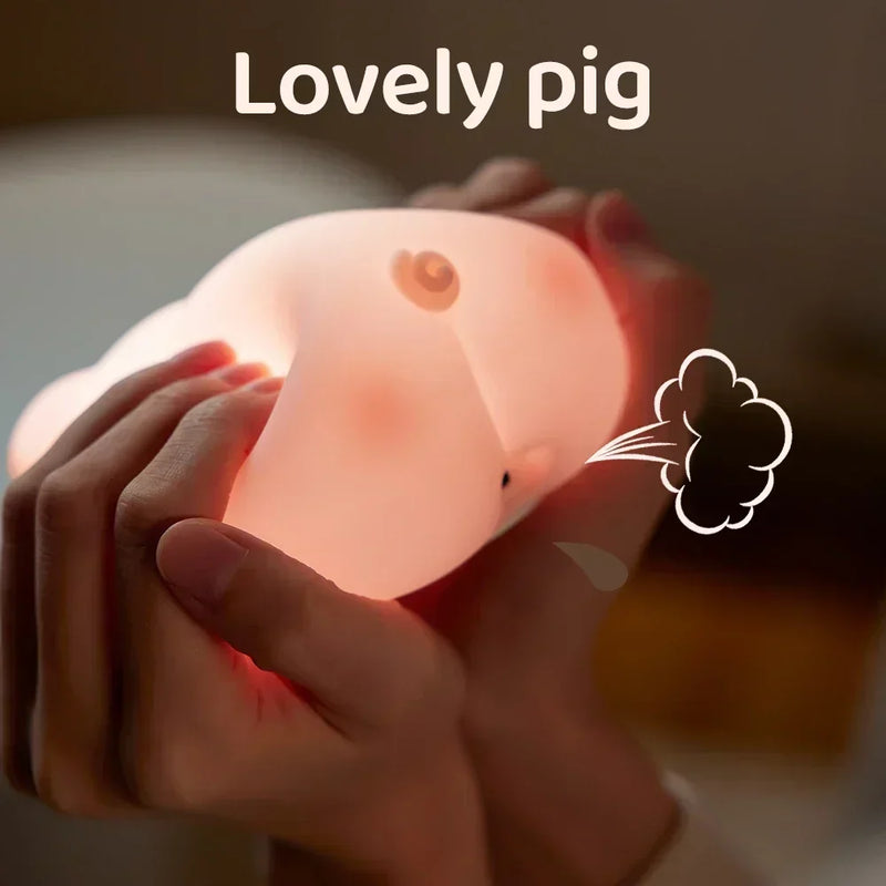 Rosa piggy night light bonito led silicone noite lâmpada atmosfera interior pat lâmpada decoração do quarto usb luz da noite das crianças presente